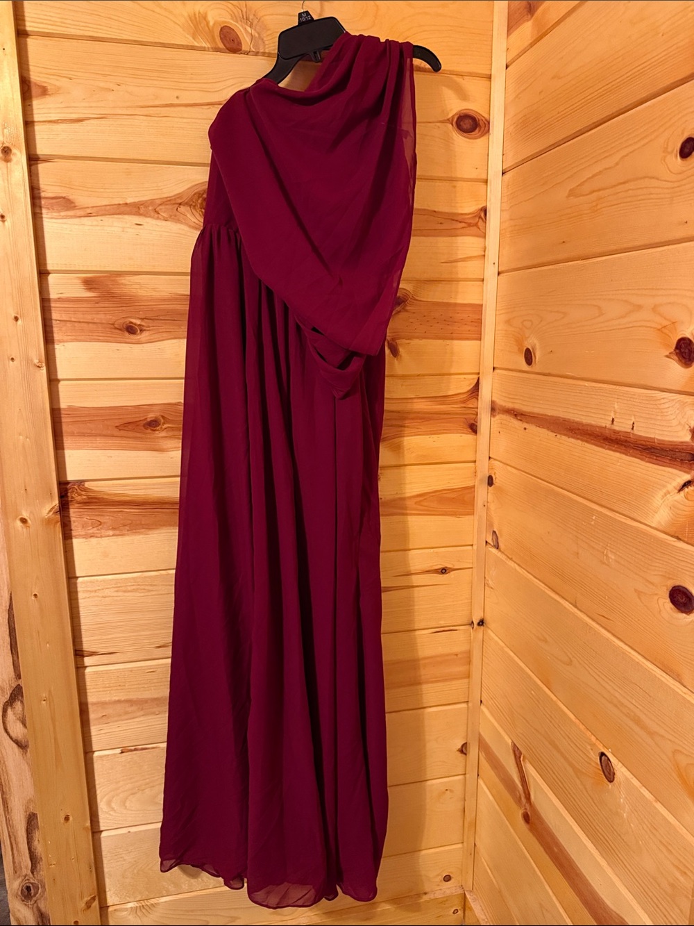 Sleeveless Draped Maxi Dress in Burgundy